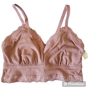 Aerie Longline Ribbed Lace Bralette sz. XL